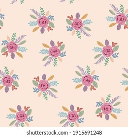 Abstract vector children's drawings, unicorns, flowers, leaves, and birds seamless pattern