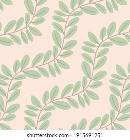 Abstract vector children's drawings, unicorns, flowers, leaves, and birds seamless pattern