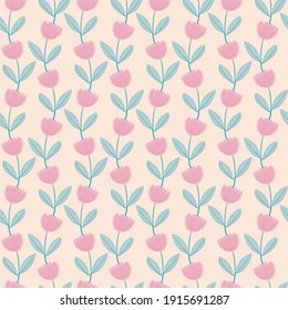 Abstract vector children's drawings, unicorns, flowers, leaves, and birds seamless pattern