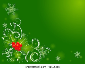 abstract vector Christmas background with holly berry