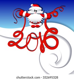 Abstract vector Christmas background with Santa Claus