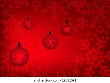 abstract vector christmas background with snowflakes and ornaments
