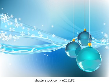 Abstract vector Christmas background with snowflakes and ornaments