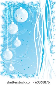 Resumen vectorial de fondo de Navidad con copos de nieve y adornos
