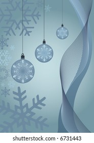abstract vector christmas background with snowflakes and ornaments