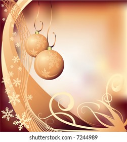 Abstract vector Christmas background with snowflakes and ornaments