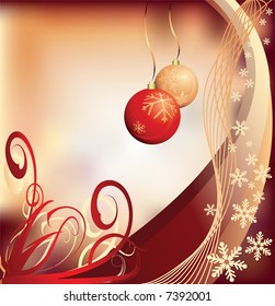 Abstract vector Christmas background with snowflakes and ornaments