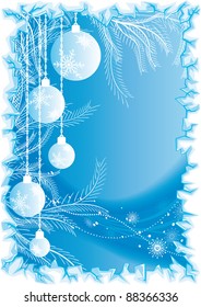Abstrakter Vektorhintergrund Weihnachten mit Schneeflocken und Ziergegenständen