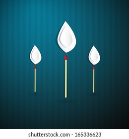 Abstract Vector Christmas Blue Background with Burning Matches