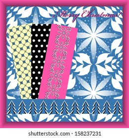 abstract vector Christmas card with scrapbook elements