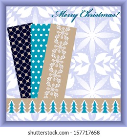 abstract vector Christmas card with scrapbooking elements