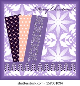 abstract vector Christmas card with scrapbooking elements