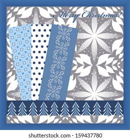 abstract vector Christmas card with scrapbooking elements