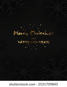 Abstract vector Christmas holiday background with dark snowflakes and golden dust