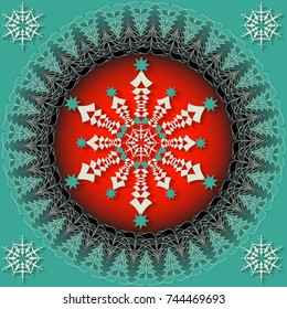 Abstract vector Christmas illustration. Circular pattern of Christmas symbols