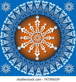 Abstract vector Christmas illustration. Circular pattern of Christmas symbols