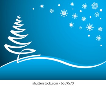 An abstract vector Christmas landscape background with space for text