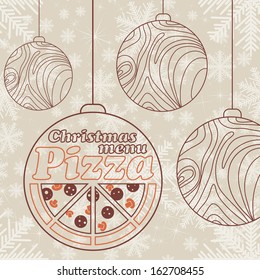 Abstract vector Christmas menu for Pizza background