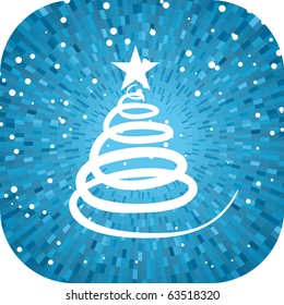 Abstract vector christmas tree with blue shine background