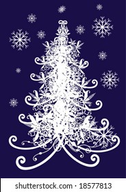 Abstract vector Christmas Tree with snowflakes