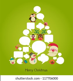 abstract vector Christmas tree with speech bubbles