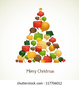 abstract vector Christmas tree  with speech bubbles