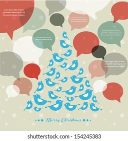 abstract vector Christmas tree with speech bubbles 