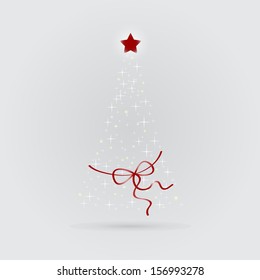 abstract vector Christmas tree with stars on a gray background