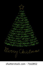 Abstract vector of a christmas tree with wishes