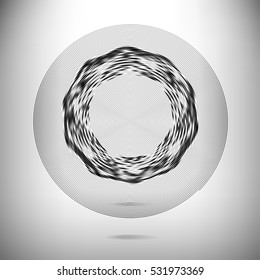 Abstract vector circle of black and white concentric stripes.