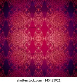 Abstract vector circle floral ornament. Lace pattern design. Vintage ornament on red background. Vector ornamental border frame can be used for banner, wedding invitation, book cover, certificate etc.