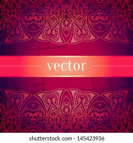 Abstract vector circle floral ornament. Lace pattern design. Vintage ornament on red background. Vector ornamental border frame can be used for banner, wedding invitation, book cover, certificate etc.