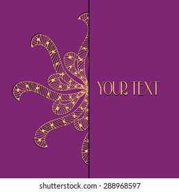 Abstract vector circle floral ornament. Lace pattern design. Vintage ornament on blue background. Vector Illustration