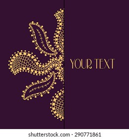 Abstract vector circle floral ornament. Lace pattern design. Vintage ornament on background. Vector Illustration