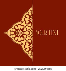 Abstract vector circle floral ornament. Lace pattern design. Vintage ornament on background. Vector Illustration