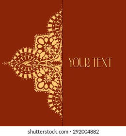 Abstract vector circle floral ornament. Lace pattern design. Vintage ornament on background. Vector Illustration