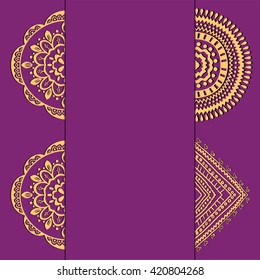 Abstract vector circle floral ornament. Lace pattern design. Vintage ornament on blue background. Vector Illustration