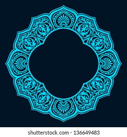 Abstract vector circle floral ornamental border