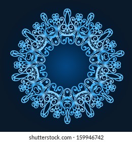Abstract vector circle floral ornamental border 