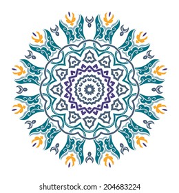 Abstract vector circle floral ornamental border 