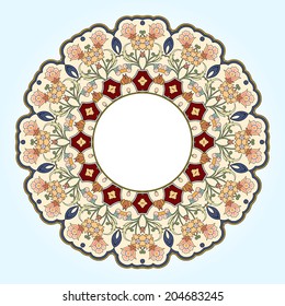 Abstract vector circle floral ornamental border 