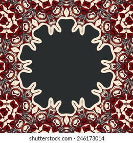 Abstract vector circle floral ornamental border frame
