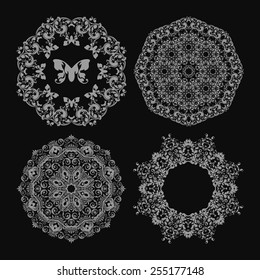 Abstract vector circle floral ornamental border set. Vector ornamental border frame. Can be used for banner, web design, wedding cards and others