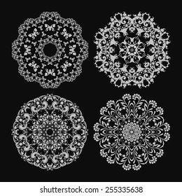 Abstract vector circle floral ornamental border set. Vector ornamental border frame. Can be used for banner, web design, wedding cards and others