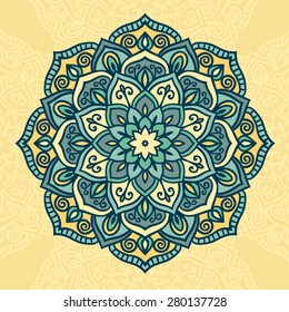 Abstract vector circle floral ornamental border in soft colors