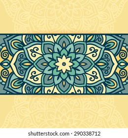 Abstract vector circle floral ornamental border in soft colors