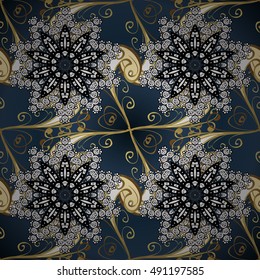 Abstract vector circle floral ornamental border. Lace pattern design. White ornament on blue background. Vector ornamental border frame.