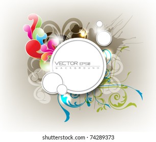 abstract vector circle with foliage background design