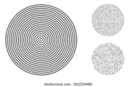 Abstract vector circle form halftone triangles as icon, logo or design element for medical, treatment, cosmetic.