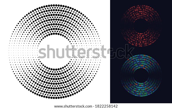 Abstract vector circle\
form halftone dots as icon, logo or design element for medical,\
treatment, cosmetic.